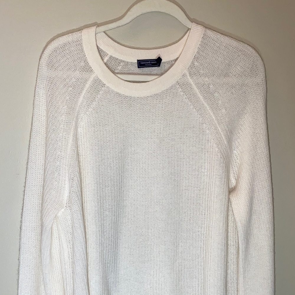 Vineyard Vines Cream 100% Cashmere Seaspun Sweater Boxy Style Women’s X-Large XL